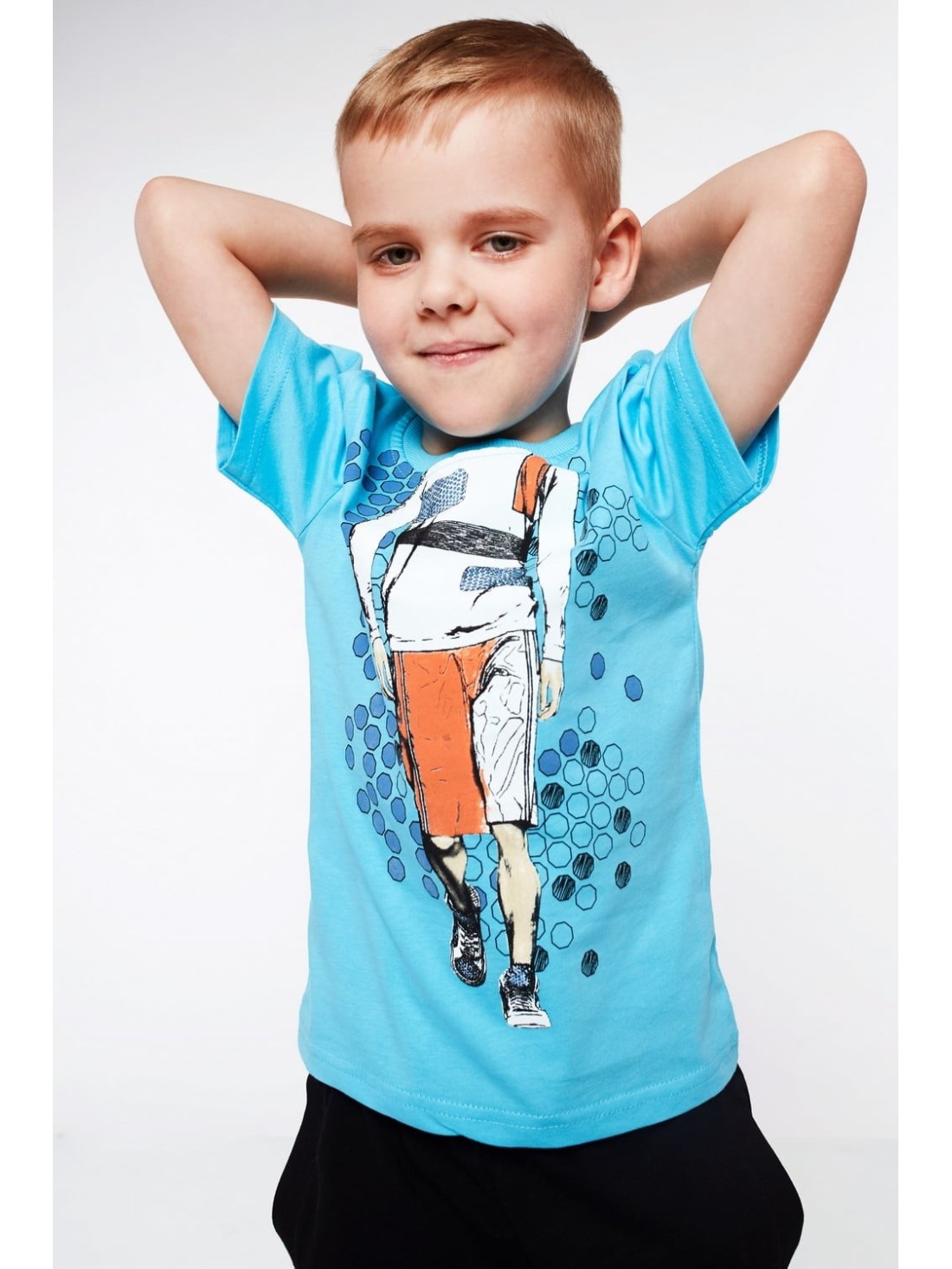 Boy\'s T-shirt with an application, blue NDZ4463 - Online store - Boutique